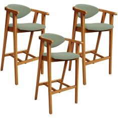 Imagem de Kit 03 Banquetas Alta Para Cozinha Bancada Bar Sala De Jantar Fixa Cecília L02 Bouclê Oliva