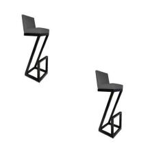 Imagem de kit 02 banqueta Alta Z Base De Ferro Suede Grafite - D'Classe Decor