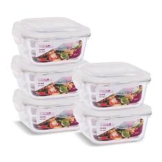 Imagem de KIT 5 Potes Vidro Herméticos Quadrado 520ml
