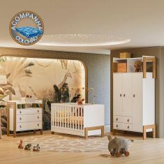 Imagem de Quarto de Bebê Fantasia Completo Qmovi Branco Acetinado + Colchão Ortobom
