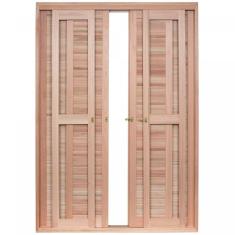 Imagem de Porta de Madeira Balção de Correr 213x200cm com Batente 14cm EWK 462 Rondosul Madeira marroml sem pintura