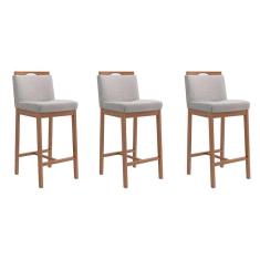 Imagem de Conjunto com 3 Banquetas Dani Cinza e Nogueira