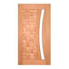 Imagem de Porta de Madeira Couro Trançado Arco p/Vidro Maciça Cedro Arana Casmav