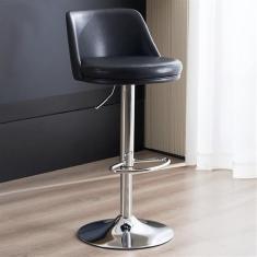 Imagem de Banqueta de ilha de cozinha cinza, bancos de bar Bancos de bar de couro PU com altura de balcão com encosto, cadeiras de bar giratórias com altura ajustável, bancos de bar de café da manhã m