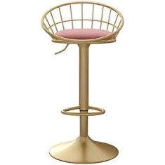 Imagem de Banqueta De Barra Giratória Ajustável Em Altura, Cadeiras De Barra Rosa, Banquetas De Jantar Para Ilha De Cozinha, Banquetas De Balcão, Assento De Veludo, Pernas De Metal Dourado, Rosa,Altura Do A
