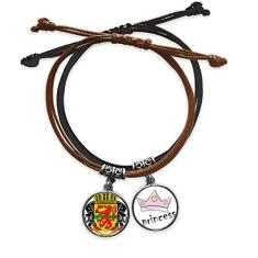 Imagem de DIYthinker Pulseira com emblema nacional do Congo com corrente de mão e pulseira de princesa de couro