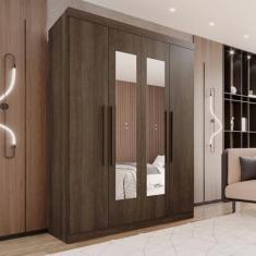Imagem de Guarda-roupa 4 Portas 3 Gavetas com Espelho New Malibu Espresso Móveis Imbuia