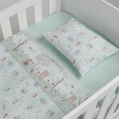 Imagem de Jogo De Lençol Berço Americano C/ Vira 3 Pçs 100%Algodão Menina Menino