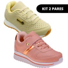 Imagem de Kit 2 Pares Tênis Infanti de Menina Escolar - Club Happy, 33, Única