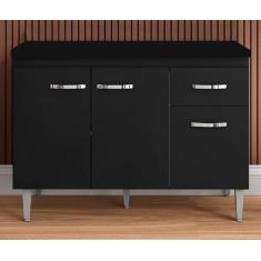 Imagem de Balcão De Cozinha Gabriela 120M Com Tampo Mdp Preto Fosco Ajl