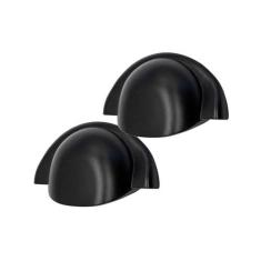 Imagem de Kit 2 Puxadores de Gaveta Antigos Concha Retro Rose Gold 64mm (Preto Fosco)