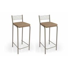 Imagem de Banqueta Sala De Jantar Gênova 2b705nk Kit 2 Un Niquel-capuccino 31 - Kappesberg