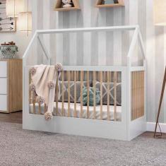 Imagem de Berço Infantil Montessoriano Wood Branco/Carvalho Treviso