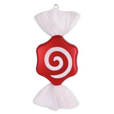 Imagem de Pingente de decoração para pendurar doces, enfeite de Natal branco vermelho moinho de vento material de PVC redondo atmosfera festiva decoração de doces para festa temática do dia de Natal (cor