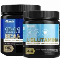 Imagem de Glutamina Pura 250G + Bcaa 10:1:1 200G Em Pó Growth