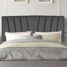 Imagem de Painel Estofada Bélgica 195cm King Size Para Cama Box Quarto Linho Cinza - Gat Magazine