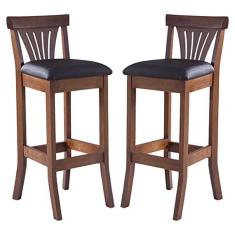 Imagem de Kit 2 Banquetas Alta Estofada Valentina 36 x 100 Cm Madeira Maciça Imbuia Facto Marrom L74 - RMI