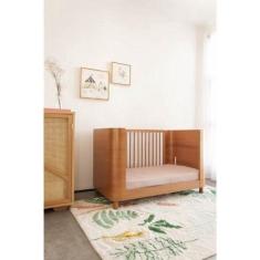 Imagem de Berço/mini cama pé de meia madeira jequitibá natural + colchão incluso