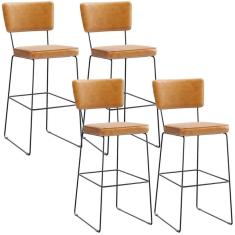 Imagem de Kit 4 Banquetas Altas Base Em Aço Fixa Whisky