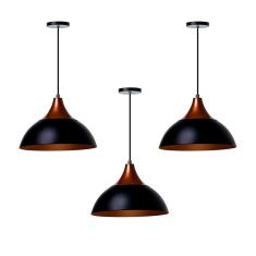 Imagem de Kit 3 Lustre Pendente Panamá  Topo Cobre Alumínio