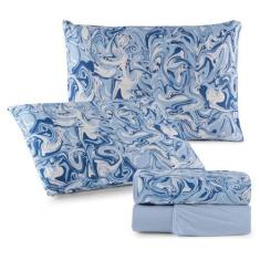 Imagem de Jogo De Cama Casal King Malha 100% Algodão 04 Peças - Malucasim