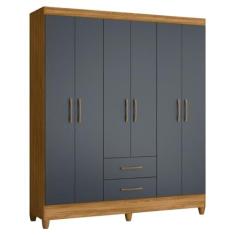 Imagem de Guarda Roupa Casal 6 Portas 2 Gavetas 153cm Paraná M07 Freijó/Cinza - Mpozenato