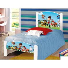 Imagem de Cama Montessoriana Solteiro Infantil Adesivada Patrulha Canina com Grade de Proteção