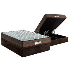 Imagem de Cama Box Baú Queen: Colchão Molas Probel MasterPocket Ensacadas ProDormir Pallace + Base CRC Suede Brown(158x198)