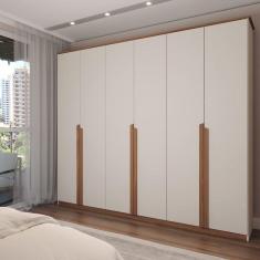 Imagem de Guarda-Roupa Casal Calábria Slim 6 Portas 6 Gavetas Nature/Off White - Panorama Móveis