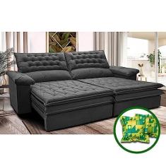 Imagem de Sofá Retrátil e Reclinável 2,92m Molas Ensacadas Cama Inbox Alemanha de Viscoelástico Velusoft Cinza