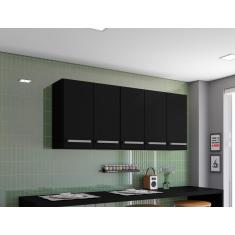Imagem de Armario Suspenso Para Cozinha 5 Portas Preto Santorini Brienza Movelaria