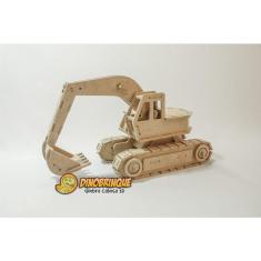 Imagem de Quebra Cabeça 3D trator escavadeira 113 peças em mdf - dinobrinque