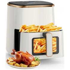 Imagem de Fritadeira Elétrica Air Fryer 5 Litros com 7 Predefinições e Tela Digital, 110V 1350W, VEWIOR, Branca