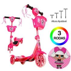 Imagem de Patinete De Menina Lol 3 Rodas Brinquedo Criança Com Led - Zein
