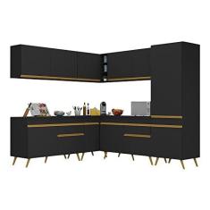 Imagem de Cozinha Completa de Canto Veneza Gb Multimóveis Mp2066 com Armário e Balcão Preta