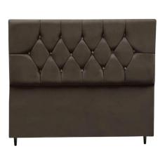 Imagem de Cabeceira Cama Box Estofada Queen 195cm Geovana Suede Marrom