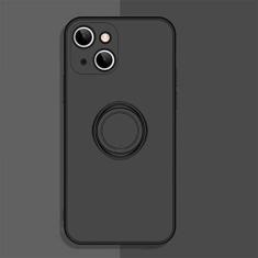 Imagem de Capa de telefone de silicone líquido macio para iPhone 11 12 13 Pro Max 13Mini XS Max X XR 7 8 Plus SE 2020 Stand Ring Capa à prova de choque, preta, para iPhone XR