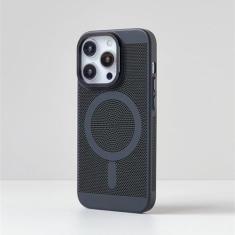 Imagem de Grade de caixa de telefone magnética respirável à prova de choque, dissipação de calor, resfriamento, capa fina sensorial HardPC para Iphone15 14 13 12 11promax, preto, para iPhone 13Promax