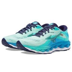 Imagem de Mizuno Tênis de corrida feminino Wave Sky 7, Vidro chanfrado branco, 41