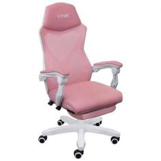 Imagem de Cadeira Gamer Vinik Branca/Rosa - Ajuste Altura - 150kg