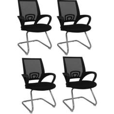 Imagem de Kit 4 Cadeiras de Escritório Interlocutor Tela Mesh Santiago Preto