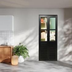 Imagem de Porta Camarão Palheta Com Vidro Linha 25 210x80  Lado Esquerdo Preto