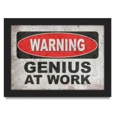 Imagem de Quadro A4 Warning Genius At Work