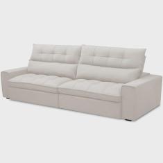 Imagem de Sofá Retrátil Reclinável Para Sala de Estar Living 290cm Dimas F04 Bouclê Cru - Lyam Decor