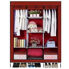 Imagem de Guarda Roupa Grande Portatil Armario Arara Cabideiro Dobravel Roupeiro Com Prateleiras Sapateira