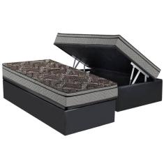 Imagem de Cama Box Baú Solteiro: Colchão Ortopédico Paropas D28 - Ep Confort Firme+ Base Crc Suede Cinza