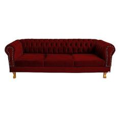 Imagem de Sofá Chesterfield Duque 3 lugares 2M - Suede Bordo/sala de estar, recepção, barbearia