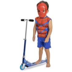Imagem de Patinete Infantil Dobrável Ajustável + Fantasia Homem Aranha - DM Toys