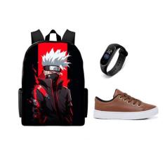 Imagem de Bolsa Escolar lançamento Masculina Mais Tenis Casual E Relogio Mochila