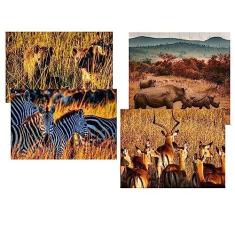 Imagem de Kit 4 Quebra-cabeças Atividades para Mente Animais da Savana Africana 40 peças